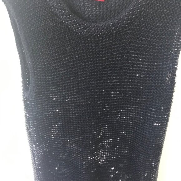 Mac & Jac Vintage Y2K Sequins Sweater Beads Shiny Sequins Top Metallic Black M - Picture 6 of 10